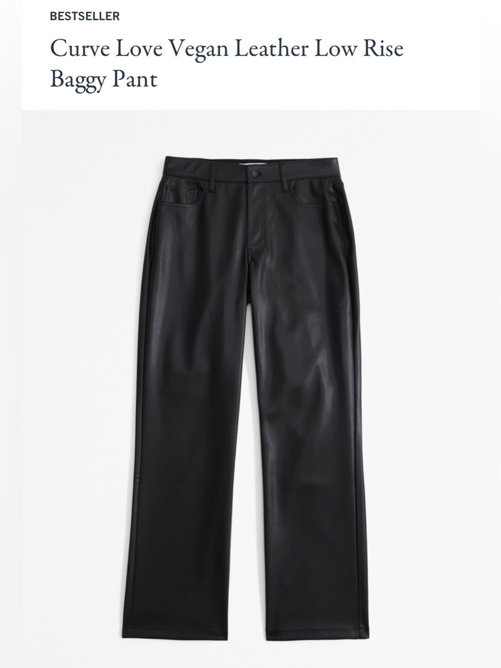 NWT Abercrombie & Fitch Curve Love Vegan Leather Low Rise Baggy Pant